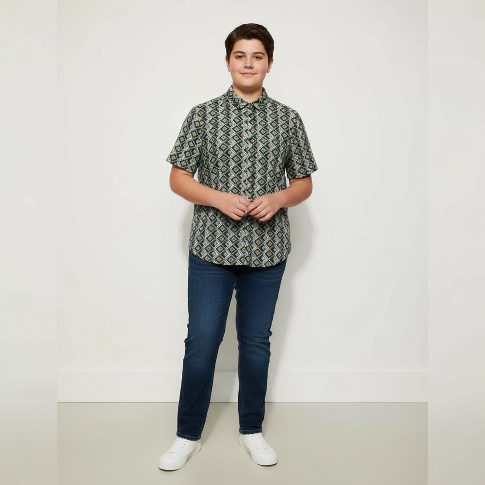 002 SHRRTS: Cactus Boys button down shirt size 13/14